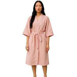 Cypres Soft Pink Plush Robe with Shawl Collar and Belt and pockets.